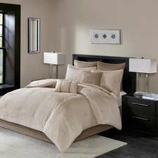 8 Piece Embroidered Comforter Set Natural Cal King