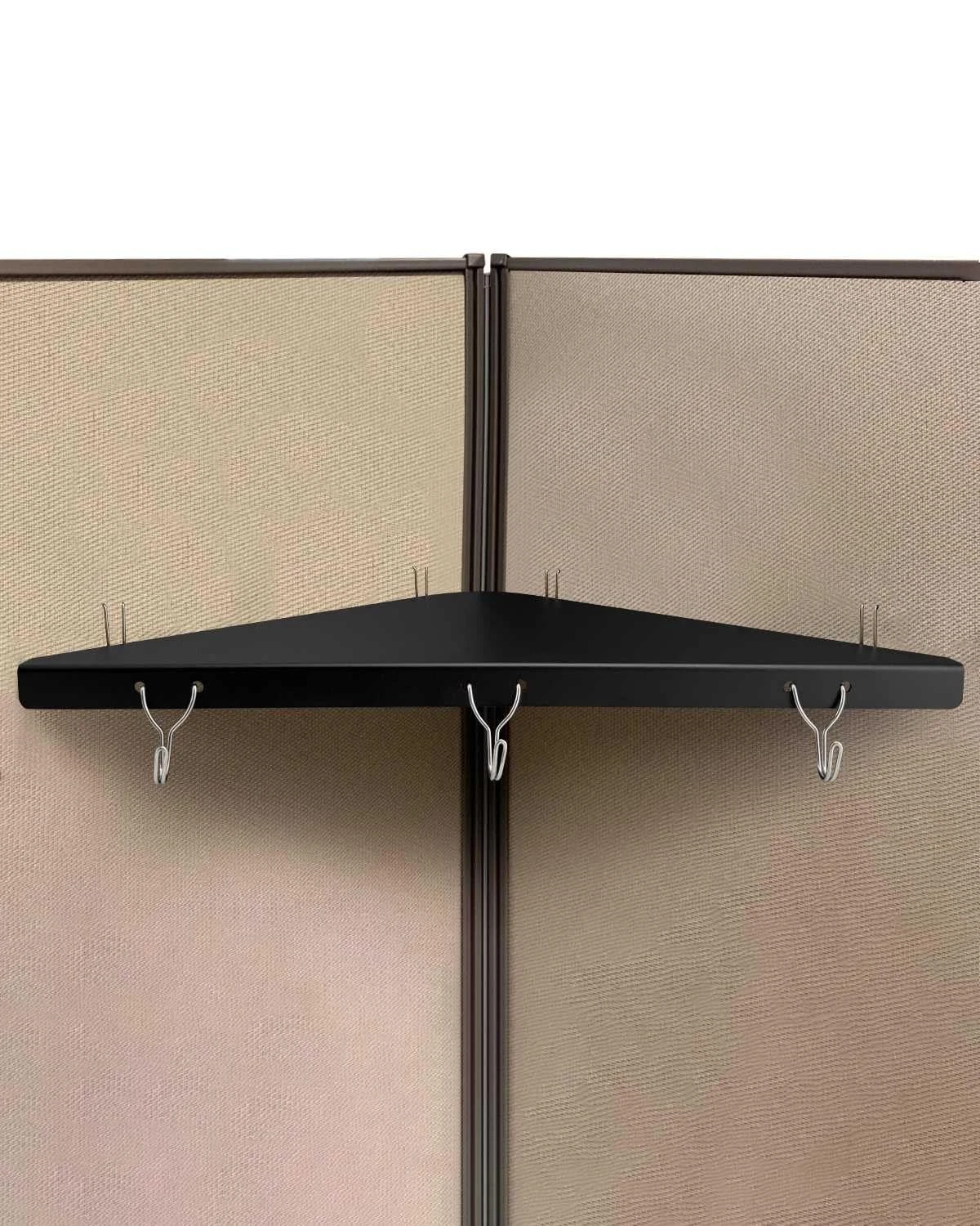 1 Pack Metal Cubicle Corner Shelf 3 Hook Office Fabric Wall Organizer Black