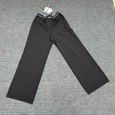 MSGM Trousers Black Wide Leg Virgin Wool Blend Pants Size 8 IT 44 Italy $470.00