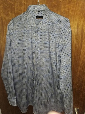 Eterna Hemd Herren Shirt Slim Fit 43 17 XL All Over Print blau weiß grün