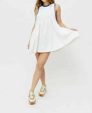 Urban Outfitters UO Hadley Contrast Trim Mini Dress Racerback White S NWT 223289
