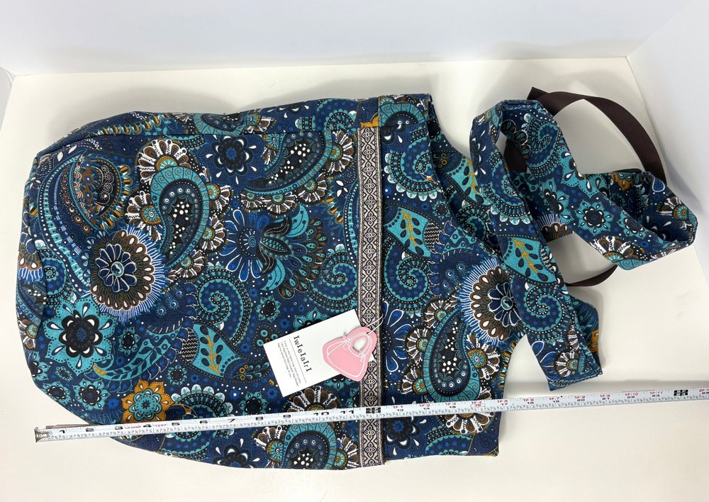 Yoga Mat Bag with Pockets and Adjustable Straps in Peacock Paisley Print NWT