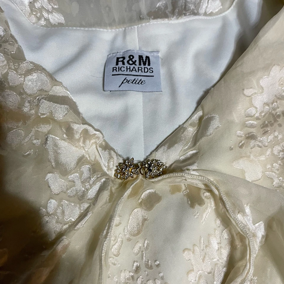 Vintage R&M Richards Dress Womens Petite 6 Ivory Tiered Whimsy Fairy Cottagecore - Image 4 of 4