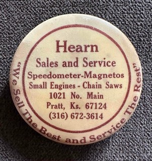 VINTAGE ADVERTISING POCKET HONE KNIFE SHARPENER STONE HEARN SALES ENGINES SAWS