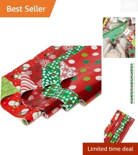Four 30 in. x 12 ft. Reversible Wrapping Paper Rolls - Christmas Patterns Galore