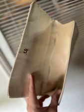 Ivory Beaded Satin Bridal Clutch Bag with Sequins Pearls Elegant Evening Purse