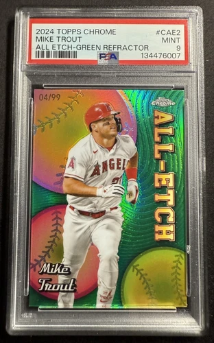 2024 Topps Chrome All Etch Green Refractor Mike Trout #CAE2 PSA 9