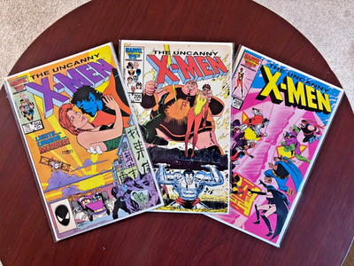 (Lot of 3 Comics) Uncanny X-Men #204 #206 #208 (Marvel 1986) John Romita Jr.