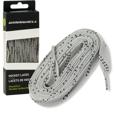 Waxed Hockey Skate Laces for Ice and Roller Blades, 96'' Silver Grey/Black