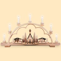 Schwibbogen Alpendorf, LäNge 64 Cm, Komplett Elektrisch Beleuchtet (230V, 50H...