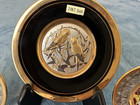 3pc Vtg Japanese Chokin Art Plate Set 24K Gold Dragon Bird Made in Japan — photo 1