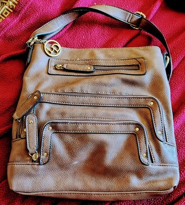 Women's Brown La Diva Shoulder Bag Purse Faux Leather Adjustable Strap.