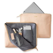 MARK AND GRAHAM Commute Clutch Blush Pink Leather Travel Business Accessory