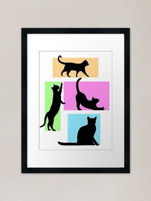 Einfacher Katzenschatten Druck Gerahmtes Kunst Gerahmtes Wandbild Poster Leinwanddruck Bild
