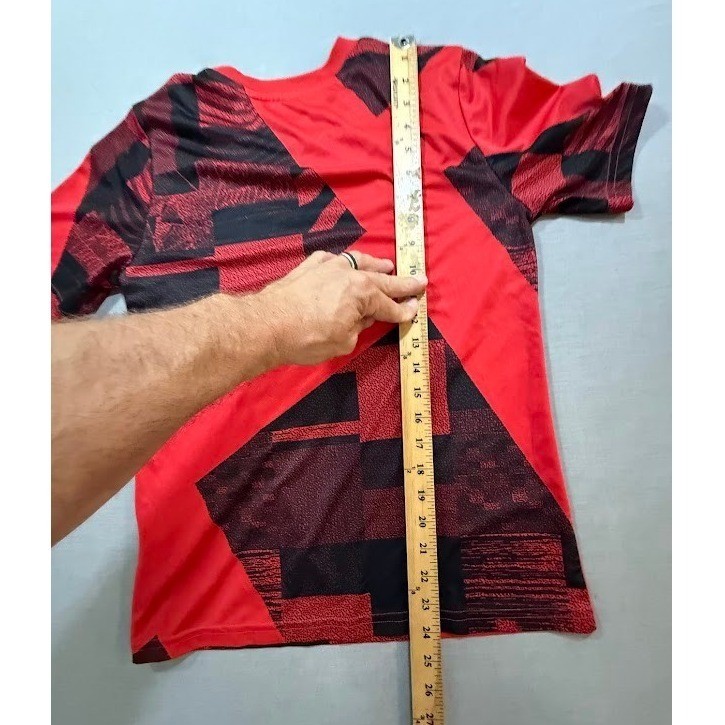 Flamengo Adidas Soccer Jersey Red Black Geometric Youth 14A Short Sleeve thumbnail 7