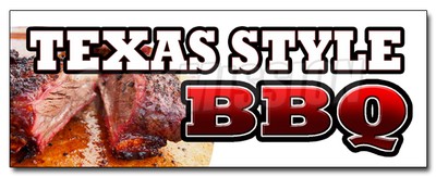 TEXAS STYLE �BBQ DECAL sticker beef brisket ribs pork bar b que open