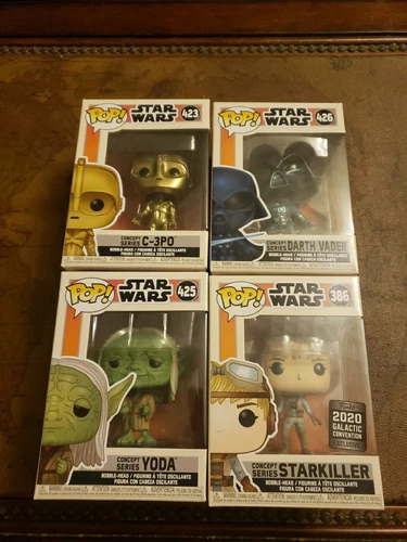 Star Wars Funko Pop Lot: Starkiller, Yoda, Darth Vader, 3po