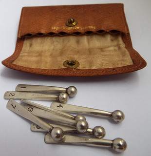 SUPERB RARE SET ENGLISH ANTIQUE c1910 STERLING SILVER SHOOTING PEGS BUTT MARKERS