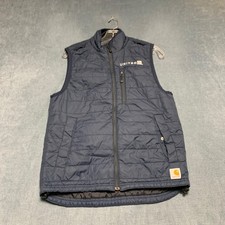 Carhartt Puffer Vest Mens Small Navy Blue Lined Winter Warm Outdoor Full Zip