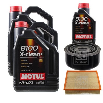 FEBI BILSTEIN Inspektionspaket 11L Motul 8100 X-clean+ 5W30 für VW LT 28-46 II