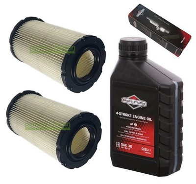 Zündkerze + 2 X Filter + Öl für 1-Zylinder Briggs & Stratton 13-24 PS Rasenmäher