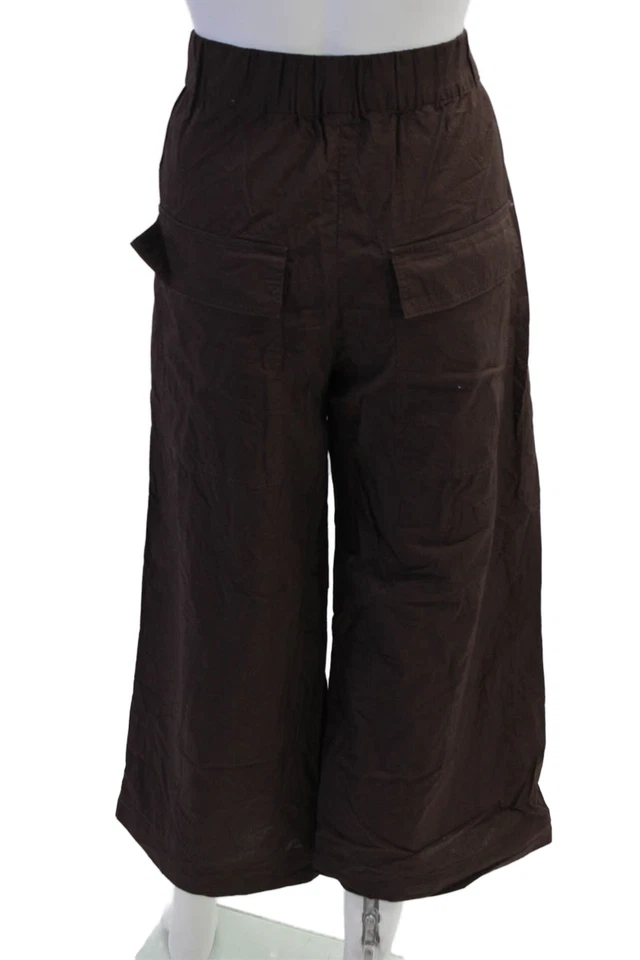 Pantalón Tibi Mujer Tibo Tiro Alto Cordón Pierna Ancha Marrón Talla Pequeña Foto 3 de 4