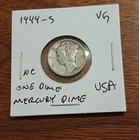 USA 10c ~ One Dime ~ Mercury Dime 1944-S ~* VG ~ Silver Coin