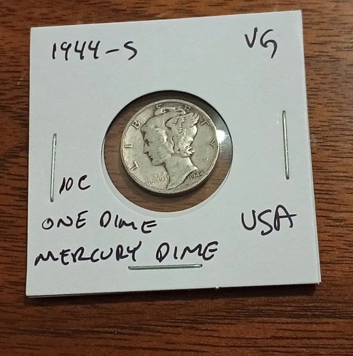 USA 10c ~ One Dime ~ Mercury Dime 1944-S ~* VG ~ Silver Coin