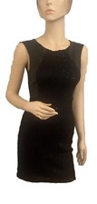 GUESS Dress Black Faux Leather & Black Shimmering Fabric  Size 2  Zipper