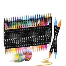 Acrylic Paint Pens, Brush and Fine Dual Tip Paint Markers, Water Based Acrylic