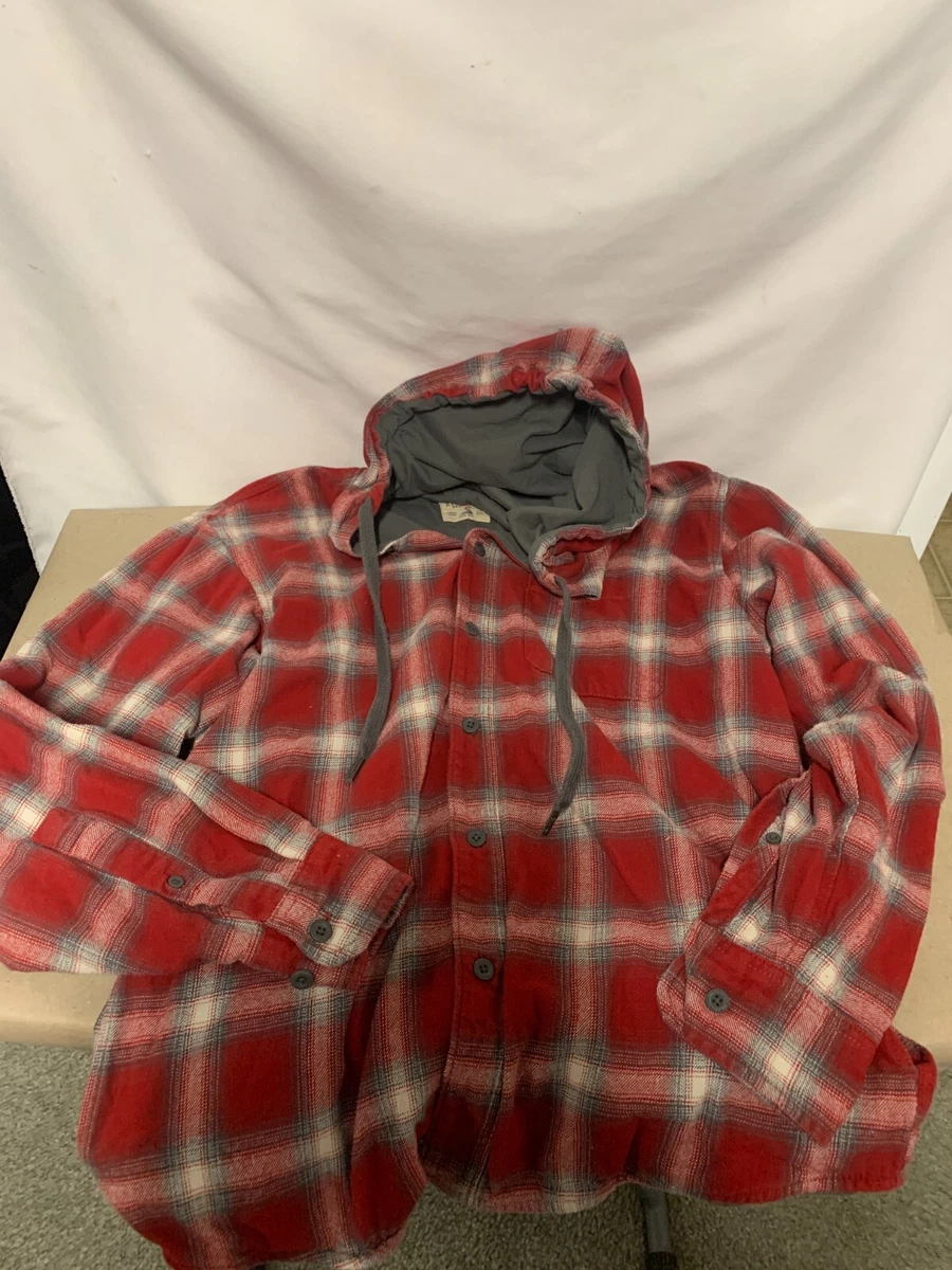 Redhead Lined Flannel Red Gray Hoodie Shirt Size Medium eBay