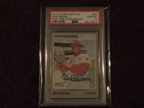 Bob Gibson 2019 Topps Heritage Real One Auto Autograph PSA 10 Gem Cardinals | eBay