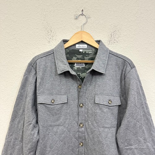 PETER MILLAR Mountainside Shirt Jacket Mens XL Gray Quilted Lined Shacket NWOT - Picture 4 of 15