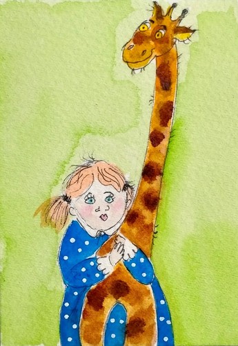 NEW! ACEO original handmade watercolor portrait little girl, baby ,kid, infancy