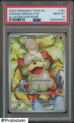 2024 Pokemon TWM EN Illustration #181 Hisuian Growlithe PSA 10 GEM MINT #2