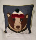 Pottery Barn Kids Lodge Bear Decorative pillow 16"   New photo shoot sample 