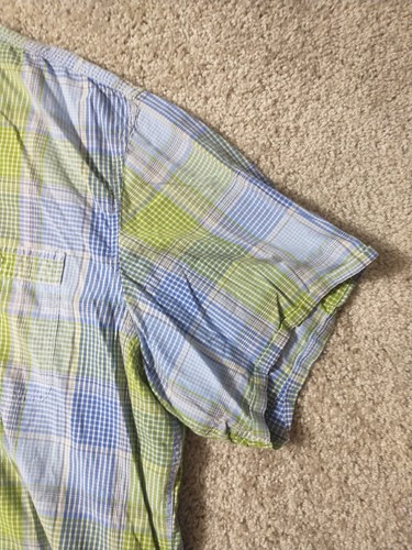 Nautica Shirt Adult XXL Green Blue Button Up Short Sleeve Men - Picture 3 of 14