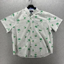 Crown Ivy Shirt Mens Size XL White Graphic Palm Trees Button Up Hawaiian Classic