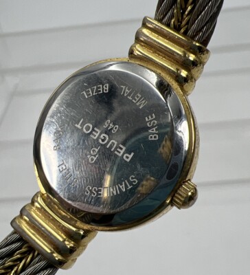 Vintage Peugeot Stainless Steel Cable and Gold Watch Peugeot Gold Watch - Etsy main image 3