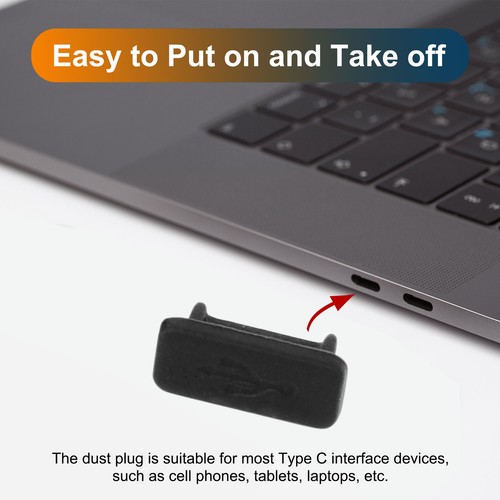 20pcs USB Type C Anti Dust Plug, Rubber Dust Port Cover Cap Protector Black - Zdjęcie 3 z 7