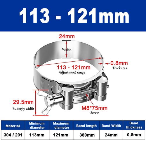 Butterfly Wing 306/201 Stainless Steel Jubilee Type Hose Pipe Clips 17mm - 252mm - Picture 28 of 39