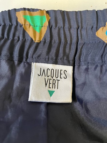 Vintage Skirt 80's JACQUES VERT Midi 18 Navy Blue Geo Print Pleated Retro Bright - Picture 4 of 4