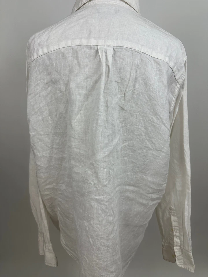 GAP Camisa LINO Blanca Manga Larga Mujer XL Foto 3 de 4
