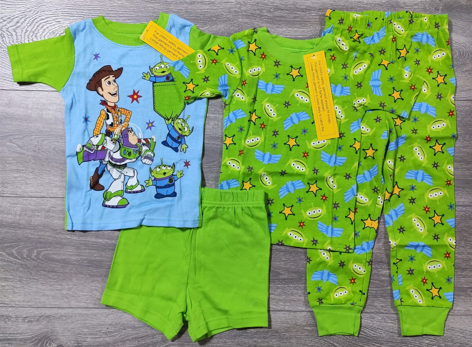 Toy Story Pajamas 4T Toddler Boys SnugFit 4Piece Green PJ Set eBay