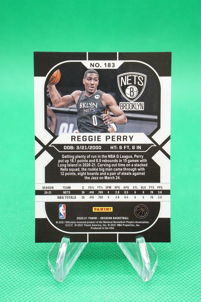 2020-21 Obsidian Base #183 Reggie Perry Brooklyn Nets R6220J - Image 2 of 2