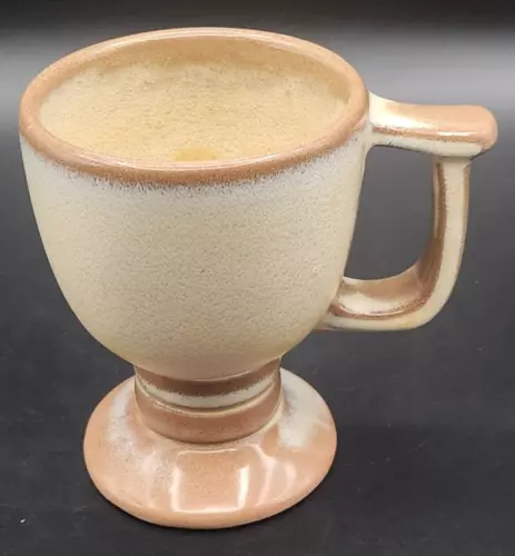 Frankoma Pottery C13 Desert Gold Pedestal Coffee Cup or Mug With Handle