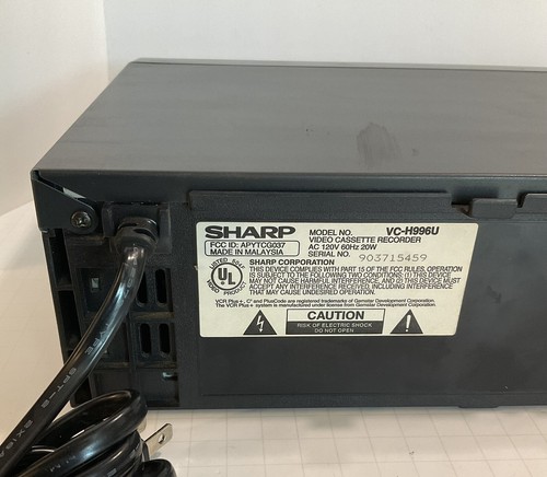 Grabadora VHS Sharp VC-H996U VCR 4 cabezales de rebobinado rápido - Imagen 2 de 5