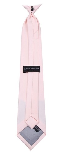 Boy's Solid Satin Bridal Pink 14 inch Clip On Necktie Weddings Formals - NWT - Picture 2 of 2