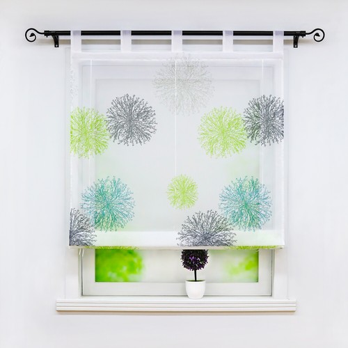 Raffrollo mit Schlaufen Raffgardinen Bändchenrollo Vorhang Küche Gardinen Modern - Bild 1 von 14