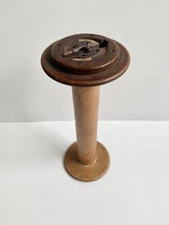 Antique Akron Spool Wood Bobbin Industrial Textile 13” x 5”